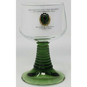 Roemer Wine Glass Green Ribbed Military Police 47th Anniversary Heidelberg 1988